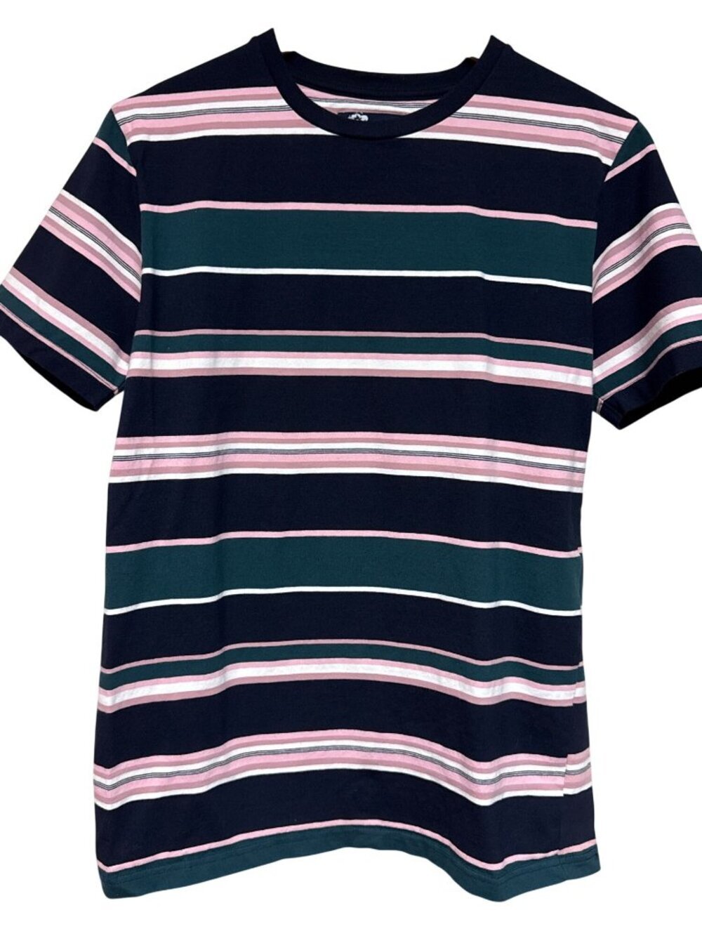 Denim & Flower Ricky Singh Shirt T-Shirt Blue Pink Stripe Short Sleeve Small Men